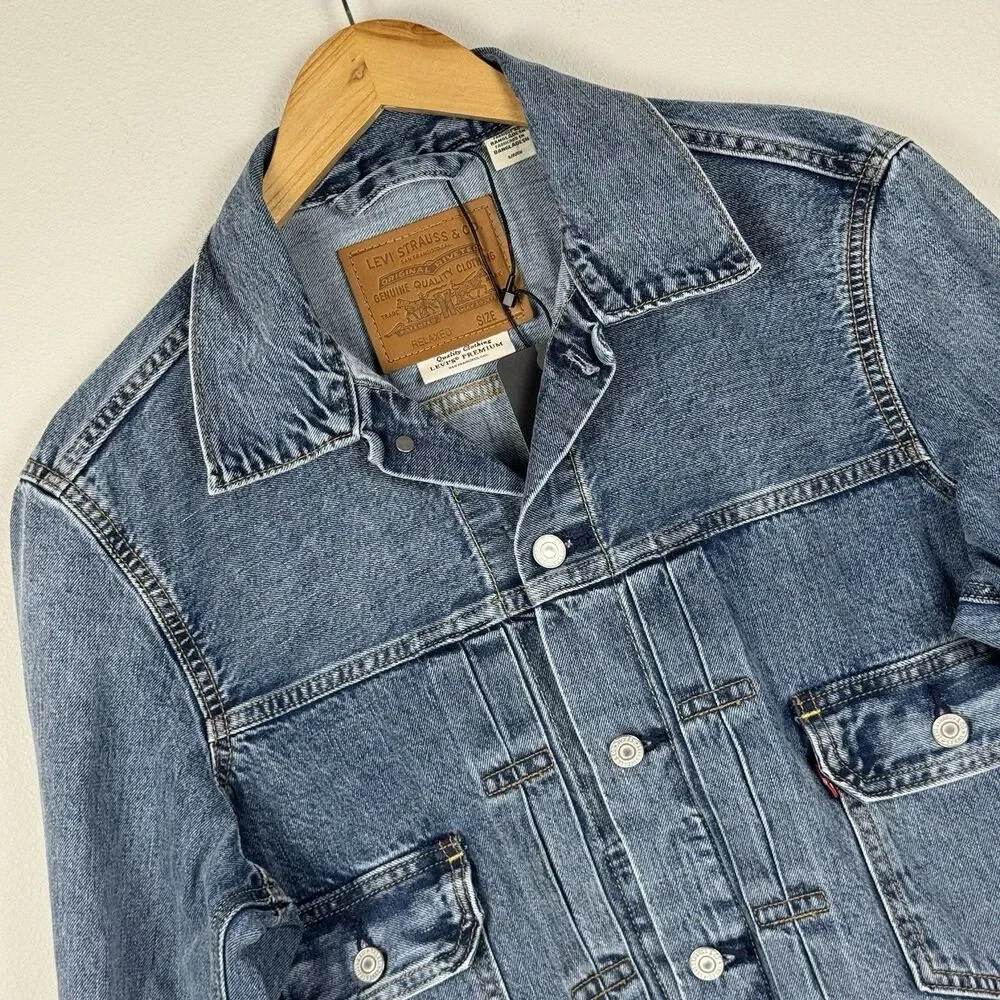 Levi's Premium Type II Two 2  Selvedge Denim Trucker Jacket Light Indigo Size S
